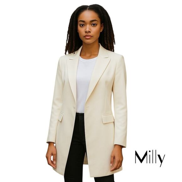 Milly Women’s Cream Quiet Luxury RoyalCore Long Jacket Coat NWOT Size S - Picture 1 of 13